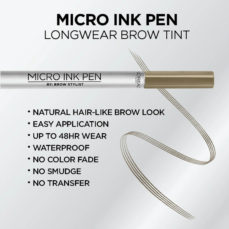 L'Oreal Paris Micro Ink Pen by Brow Stylist with Precision Comb Tip, 630 Blonde