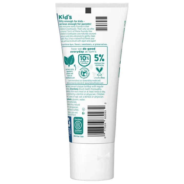 Tom's of Maine Kid's Natural Fluoride-Free Toothpaste, Silly Strawberry, 4.2 oz