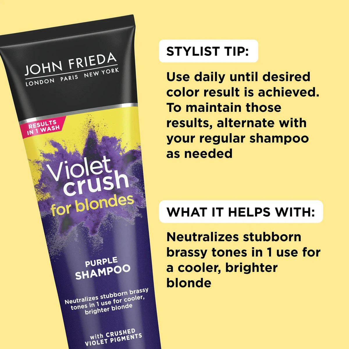 John Frieda Violet Crush for Blondes Purple Shampoo, 8.3oz -