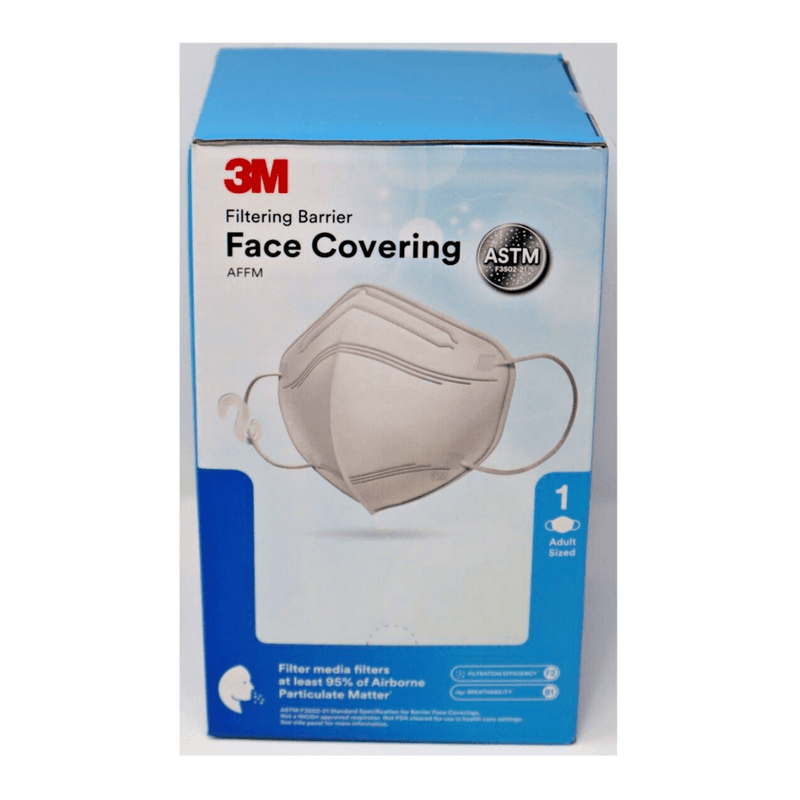 3M Filtering Barrier Face Covering, Breathable Materials, Convenient & Disposable, One Size - First Choice Buying