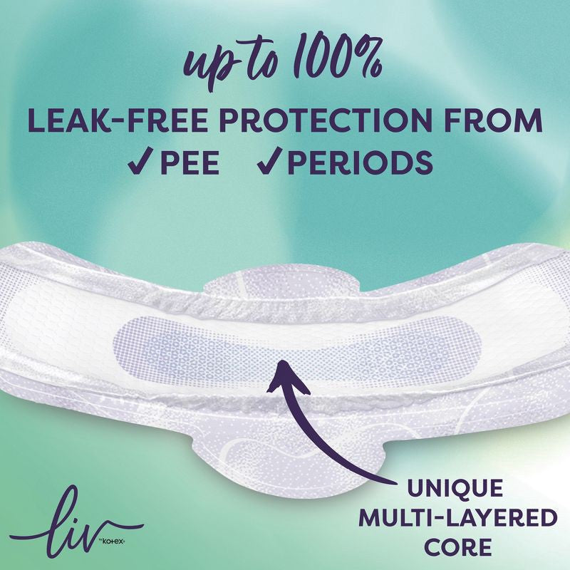Liv by Kotex Period & Pee Pads, Ultra Thin, Overnight, 20 Count