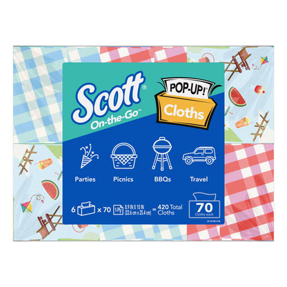 Scott On-The-Go Pop-Up Cloths, 70 Count, 6-Pack -