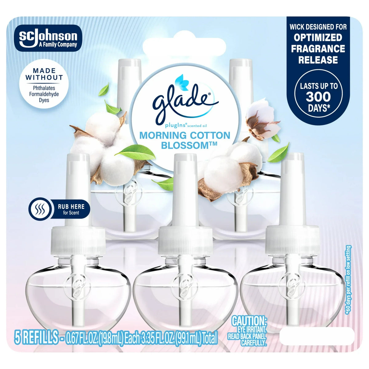 Glade PlugIns Scented Oil Refills, Morning Cotton Blossom, 5 Count -