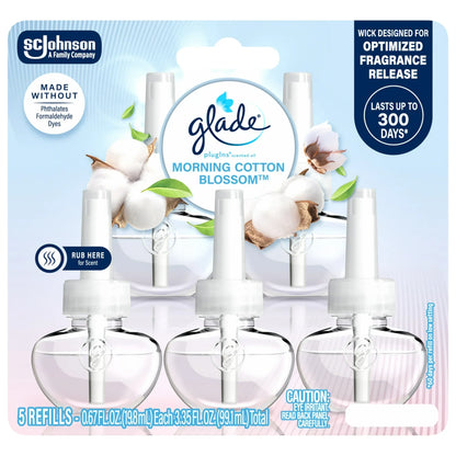 Glade PlugIns Scented Oil Refills, Morning Cotton Blossom, 5 Count -