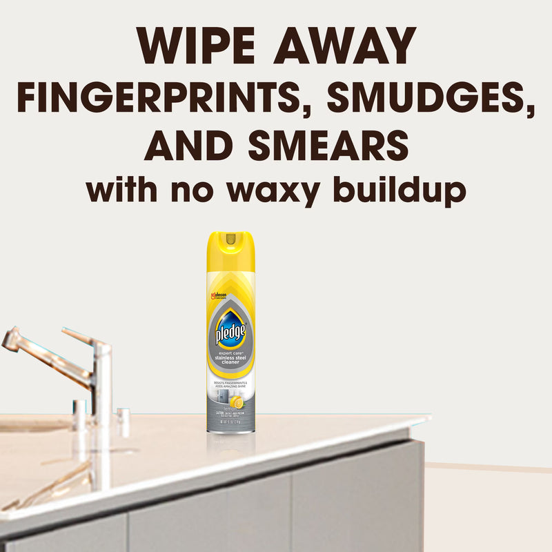 Pledge Expert Care Stainless Steel Cleaner, Lemon, 9.7oz