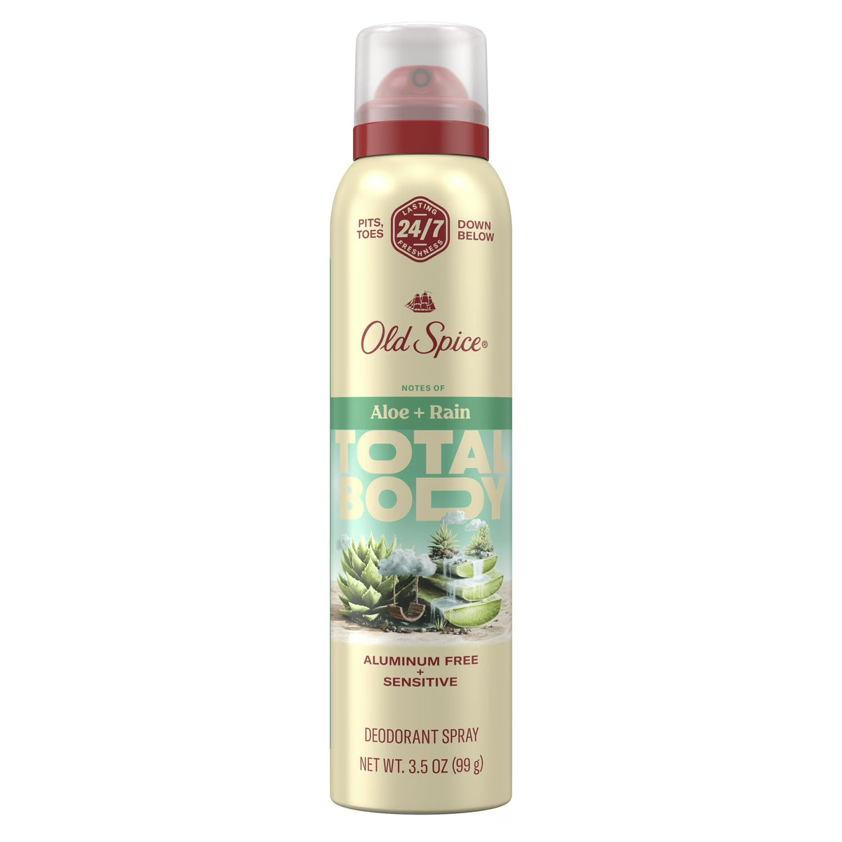 Old Spice Total Body Deodorant Spray, Aloe + Rain, 3.5oz -