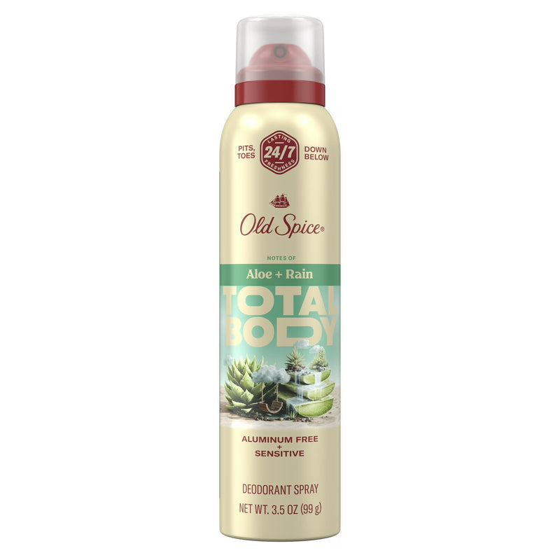 Old Spice Total Body Deodorant Spray, Aloe + Rain, 3.5oz