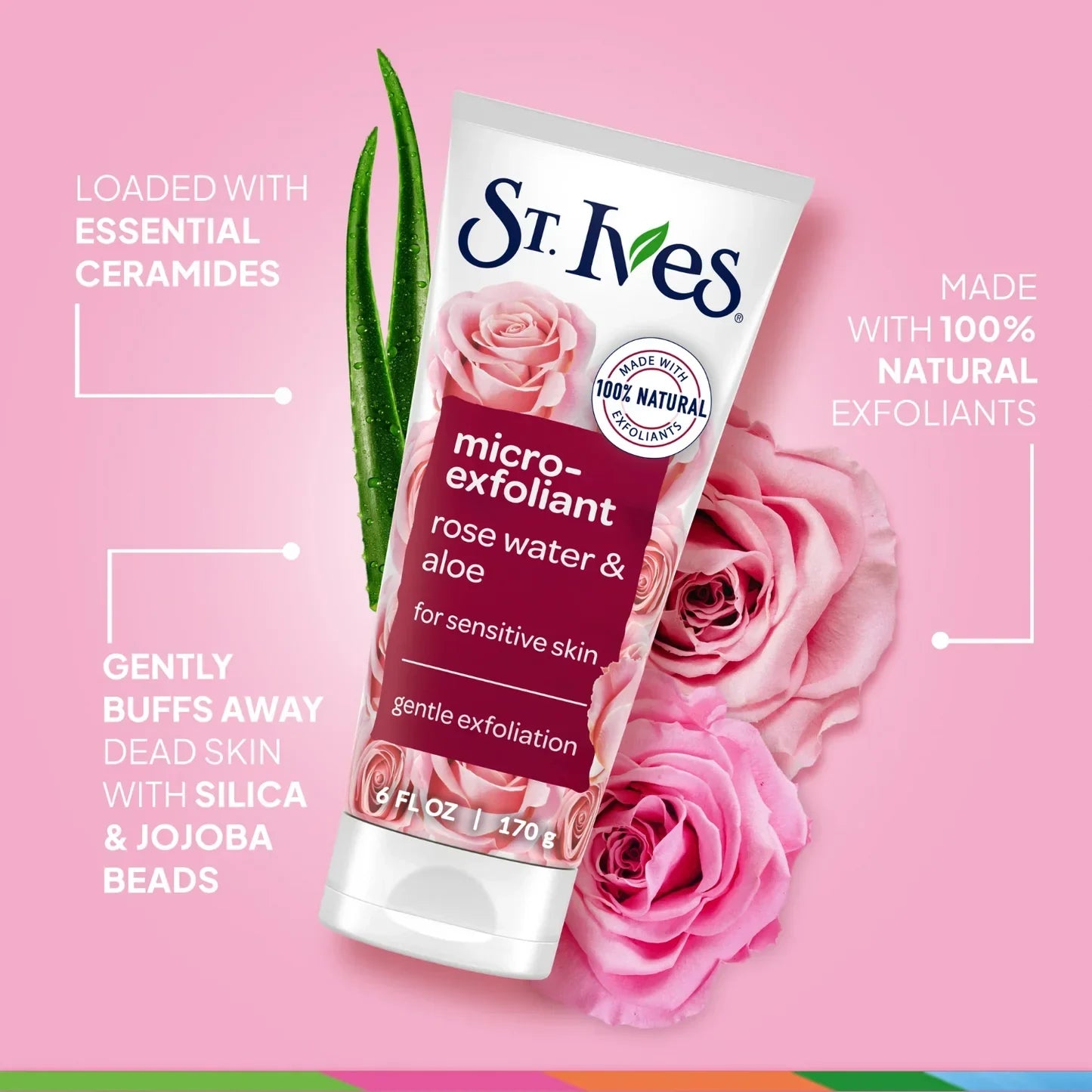 St. Ives Micro-Exfoliant Rosewater & Aloe Vera Face Scrub for Sensitiv