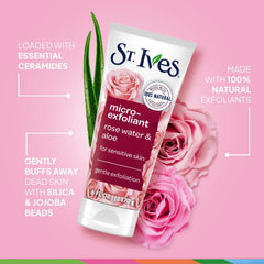 St. Ives Micro-Exfoliant Rosewater & Aloe Vera Face Scrub for Sensitive Skin, 6 Oz