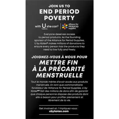 U by Kotex Teen Adolescentes Ultra Thin Pads with Wings, Overnight, 24 Count
