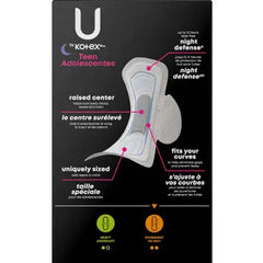 U by Kotex Teen Adolescentes Ultra Thin Pads with Wings, Overnight, 24 Count