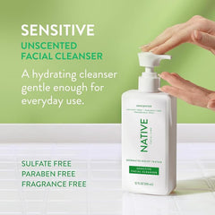 Native Sensitive Facial Cleanser, Unscented, 12oz