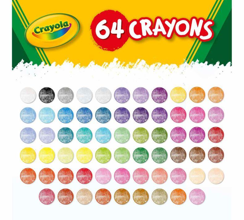 Crayola Assorted Colors Crayon Box with Built-In Sharpener, 64 Ct