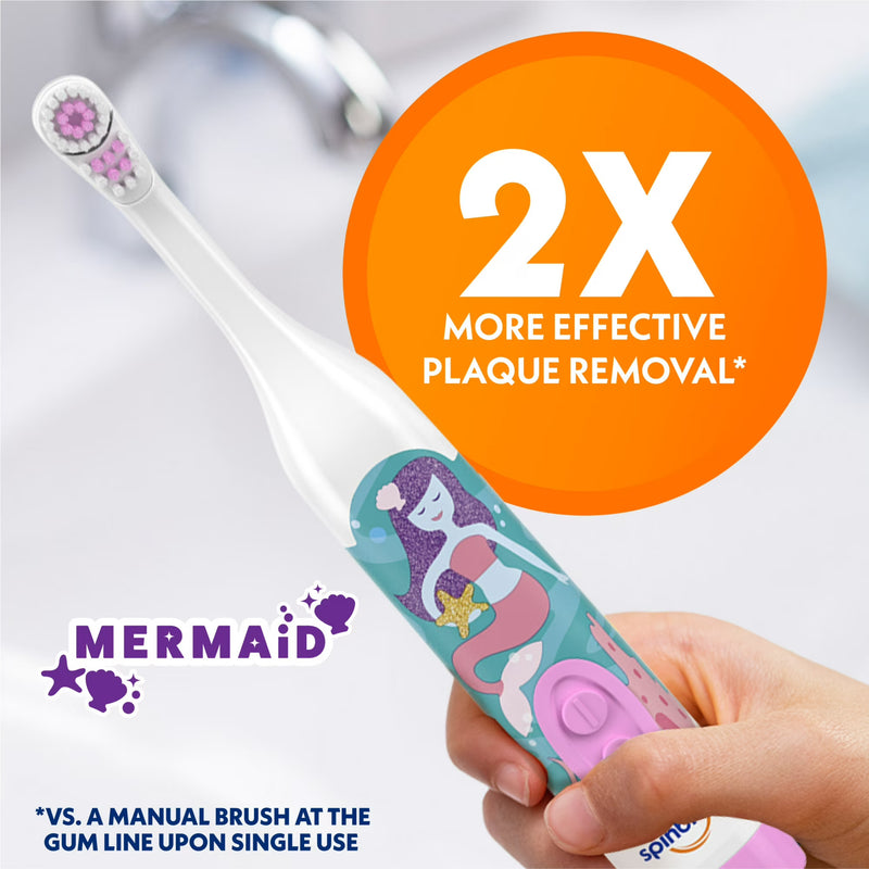 Spinbrush Kids Battery Powered Soft Bristle Toothbrush, Mermaid