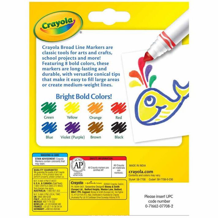 Crayola Classic Broad Line Markers, 8 Count