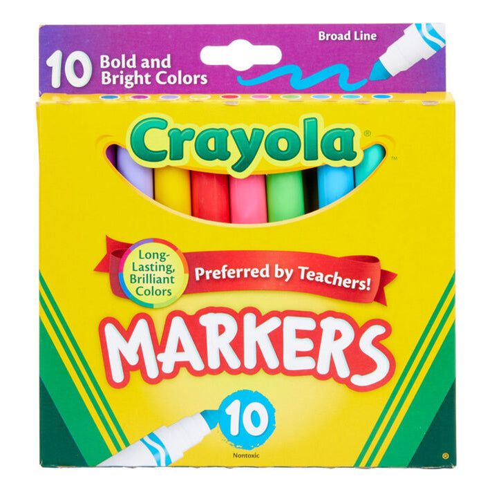 Crayola Broad Line Markers, Bold and Bright Colors, 10 Count