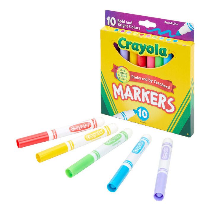 Crayola Broad Line Markers, Bold and Bright Colors, 10 Count
