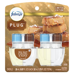 Febreze Plug Scented Oil Refills, Sea Salt Caramel & Maple, 0.87oz, 2 Count