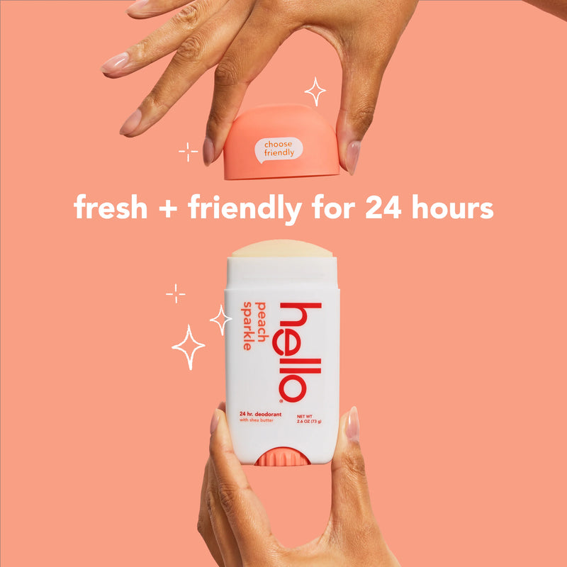 Hello Aluminum-Free Deodorant, Peach Sparkle, 2.6oz