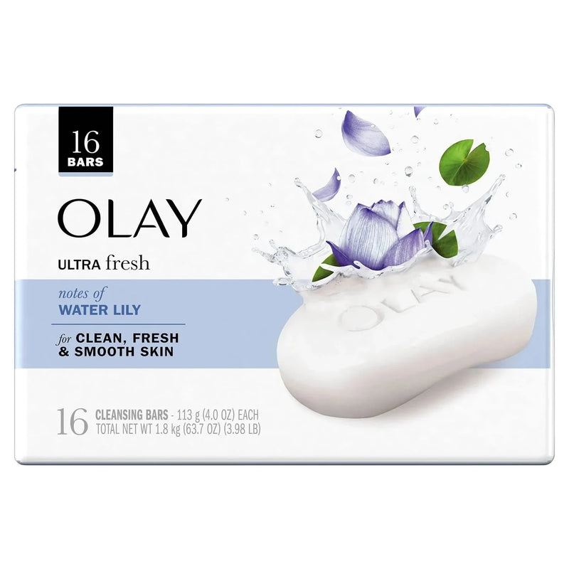 Olay Ultra Fresh Cleansing Bars, Water Lily Scent, 4 oz, Pack of 16