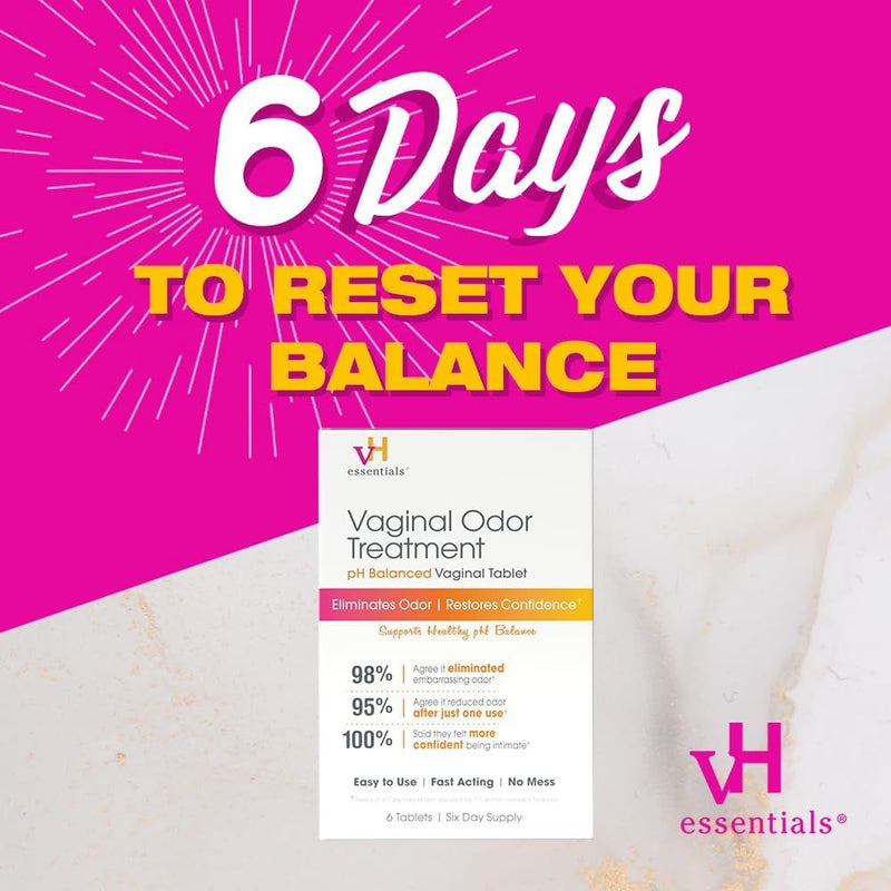 VH Essentials Vaginal Odor Treatment pH Balanced Vaginal Tablets, 6 Tablets