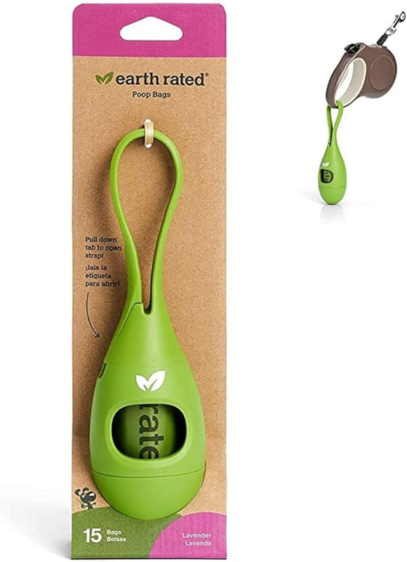 Earth Rated Dog Poop Bag Dispenser + 15 Lavender Scented Bags
