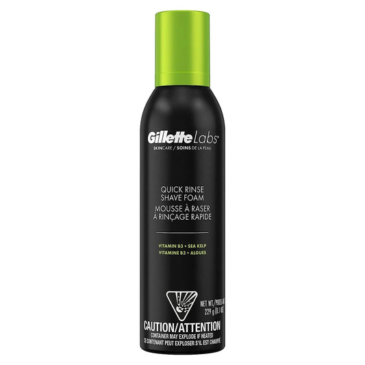 Gillette Labs Quick Rinse Shave Foam, Vitamin B3 + Sea Kelp, 8.1oz -