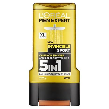 L'Oreal Men Expert 5-in-1 Invincible Sport Camphor Shower After-Sport Revitalising Gel, 300ml
