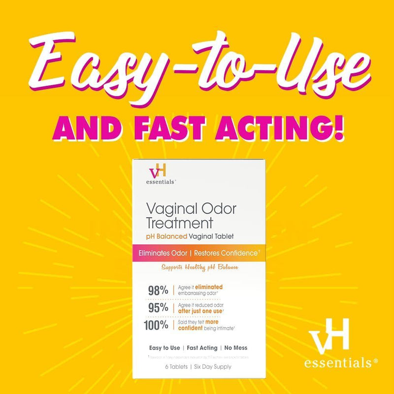 VH Essentials Vaginal Odor Treatment pH Balanced Vaginal Tablets, 6 Tablets
