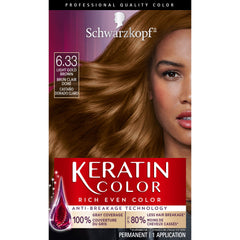Schwarzkopf Keratin Color Permanent Hair Color, 6.33 Light Gold Brown