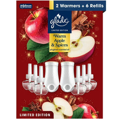 Glade PlugIns Scented Oil, Warm Apple & Spices, 2 Warmers + 6 Refills