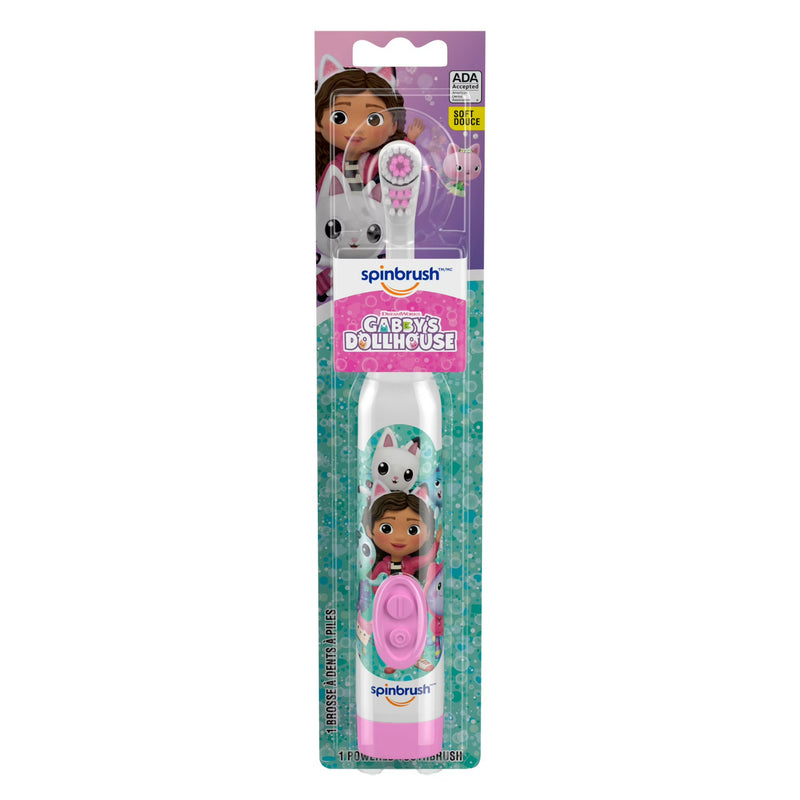 Spinbrush Kids Battery Powered Soft Bristle Toothbrush, Gabby's Dollhouse