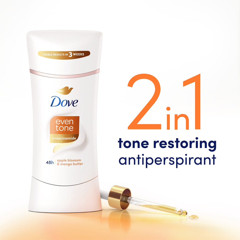 Dove Even Tone Antiperspirant Deodorant, Apple Blossom & Mango Butter, 2.6oz
