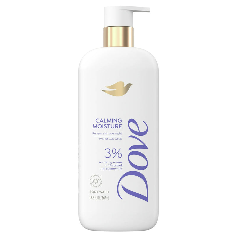 Dove Calming Moisture Body Wash with Retinol & Chamomile, Warm Oat Milk, 18.5oz