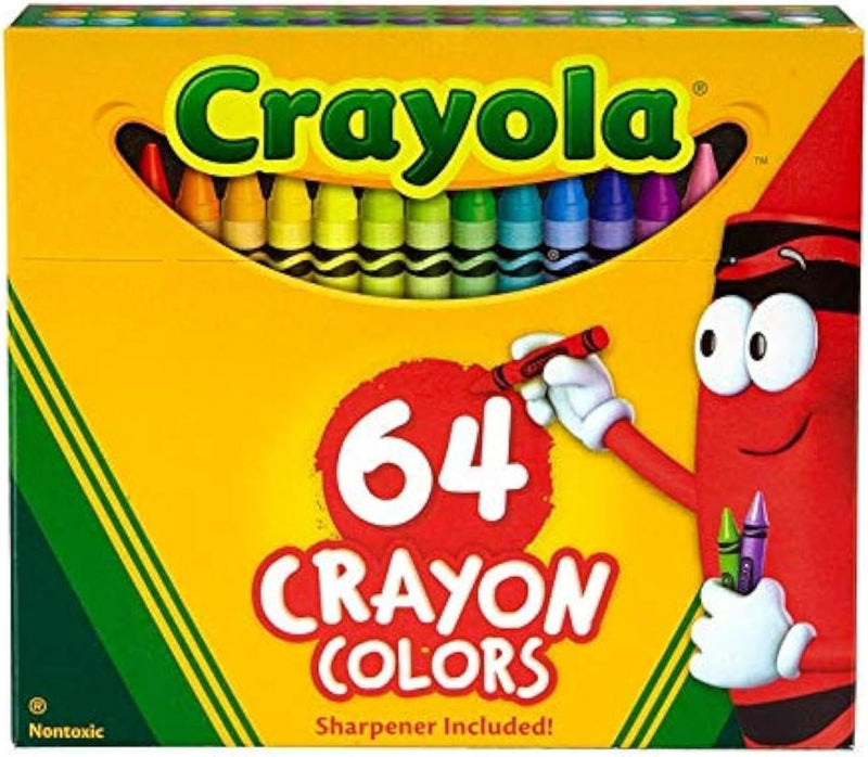 Crayola Assorted Colors Crayon Box with Built-In Sharpener, 64 Ct
