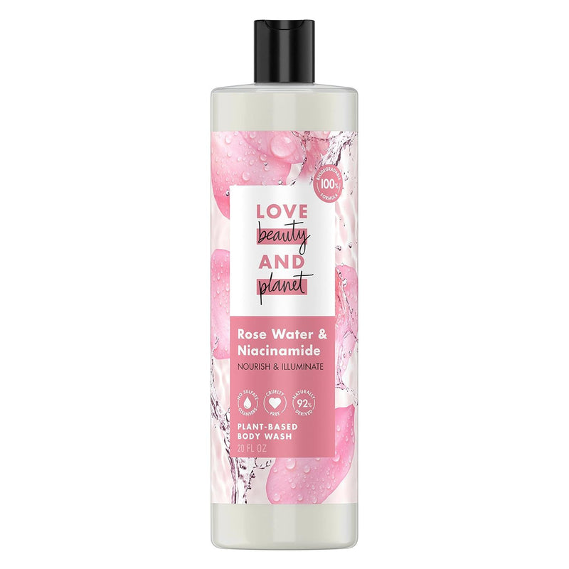 Love Beauty and Planet, Nourish & Illuminate Body Wash, Rose Water & Niacinamide, 20 Oz