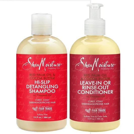 SheaMoisture Shampoo & Conditioner Set for Curly Hair, Red Palm Oil & Cocoa Butter, 13 Oz Ea - Sulfate Free -