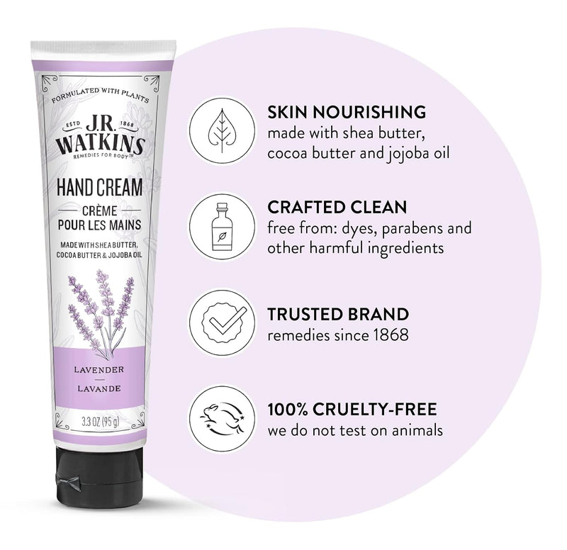 J.R. Watkins Moisturizing Hand Cream, Lavender, 3.3 oz