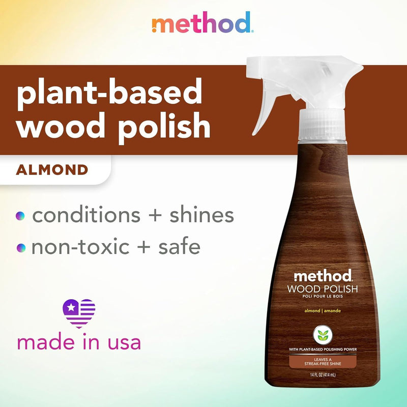 Method Wood Polish Spray, Almond, 14oz