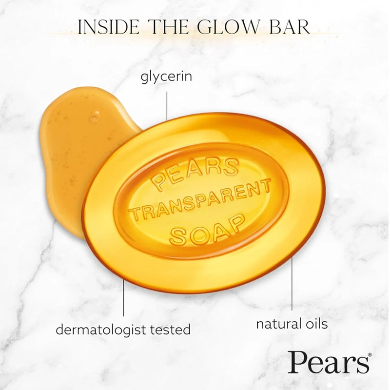 Pears Transparent Soap Bars, Pure & Gentle with Plant Oils, 3 Bars, 4.4oz
