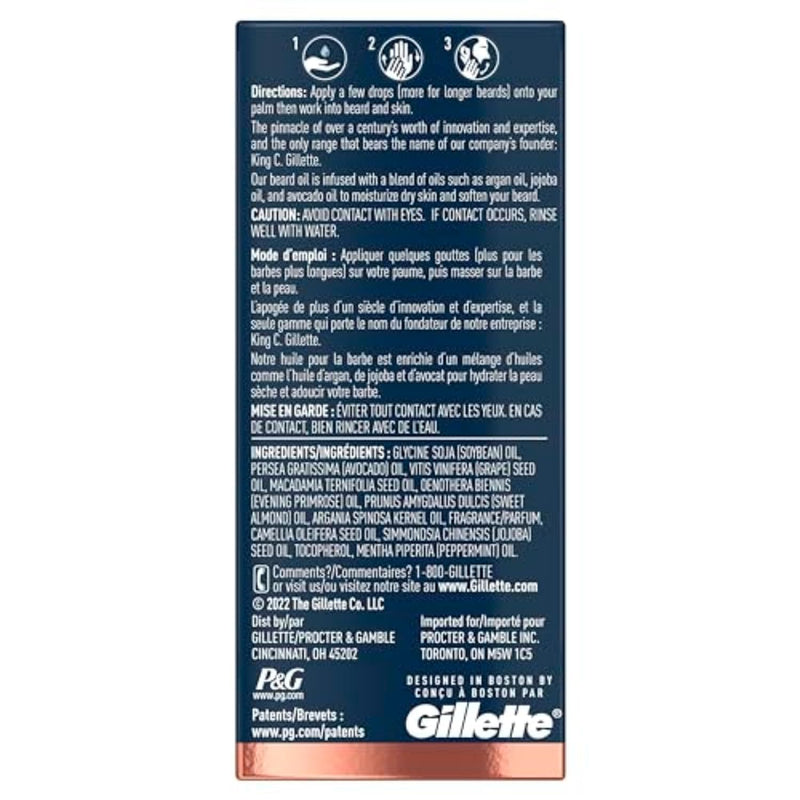 King C. Gillette Beard Oil with Argan Oil, 1oz (30ml)
