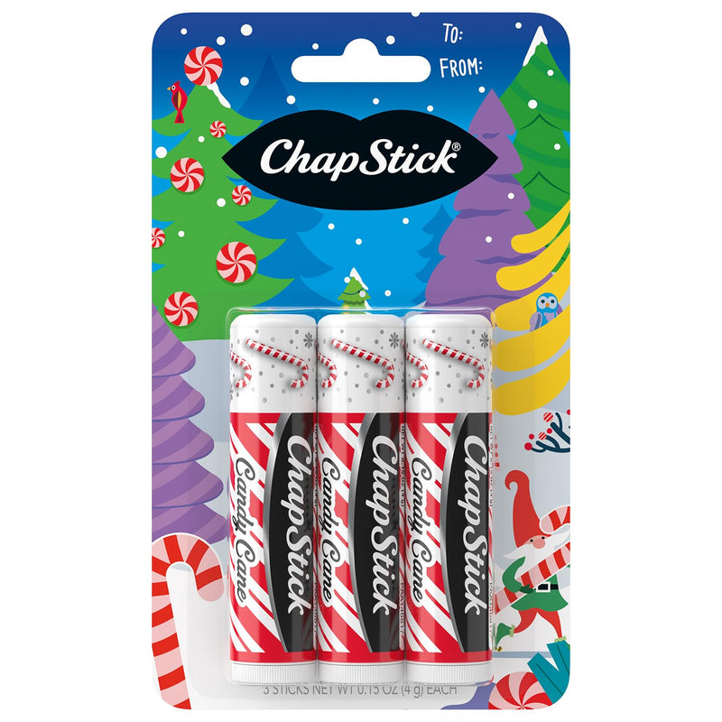 ChapStick Lip Balm Christmas Collection, Candy Cane, 3 Count