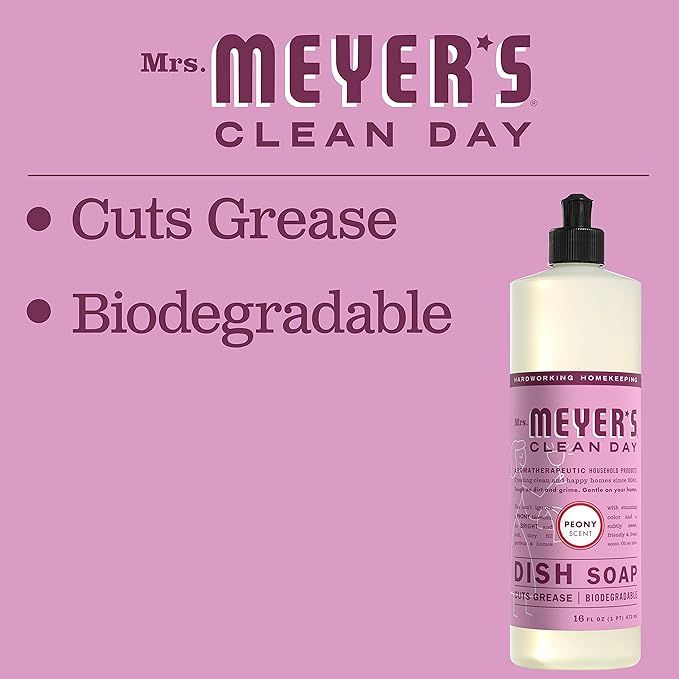 Mrs. Meyer's Clean Day Liquid Dish Soap, Peony, 16 Oz