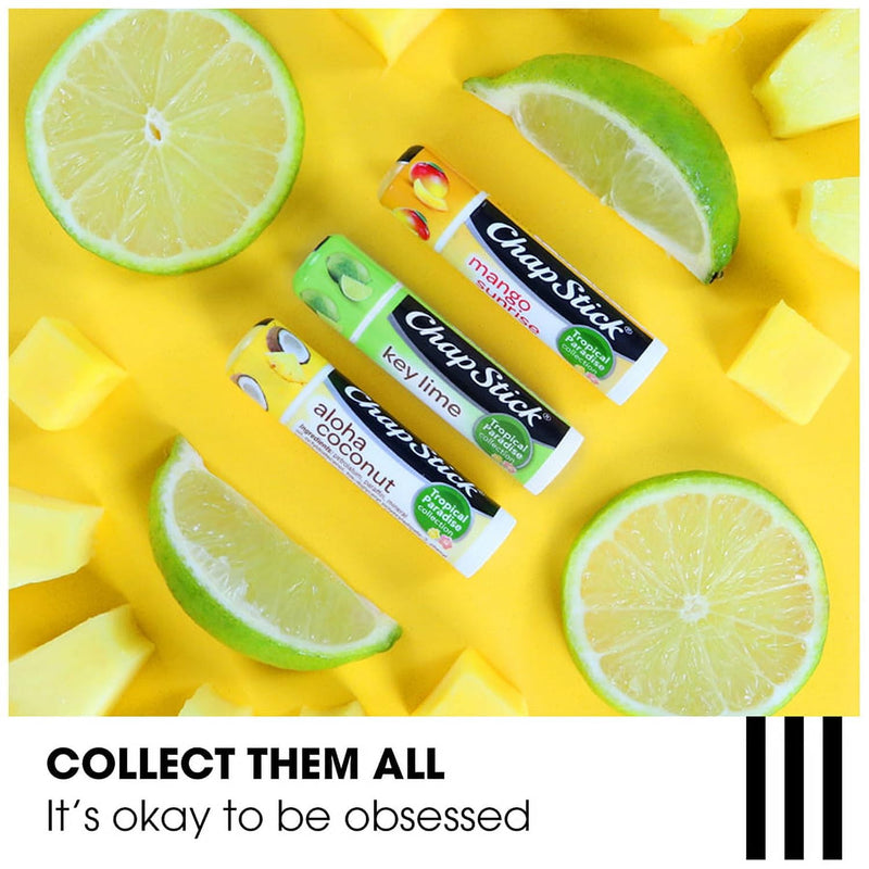 ChapStick Tropical Paradise Collection 3 Count Variety Pack: Aloha Coconut, Key Lime, Mango Sunrise