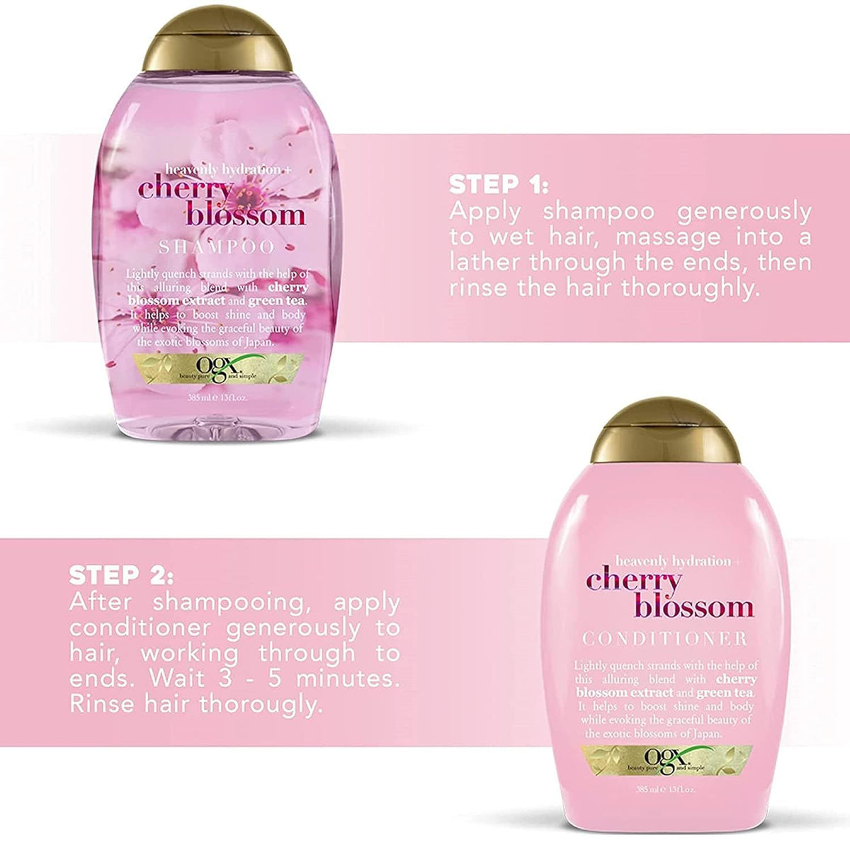 OGX Heavenly Hydration Shampoo, Cherry Blossom, 13 oz, image 8