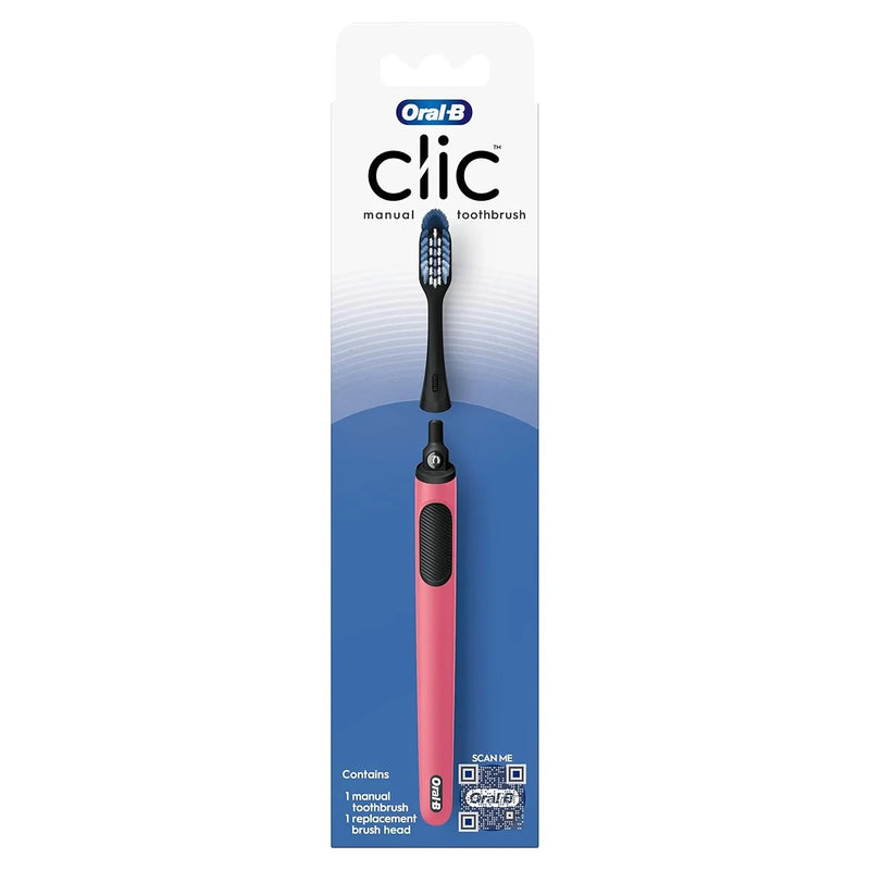 Oral-B Clic Manual Toothbrush with Soft Replaceable Brush Head, Coral