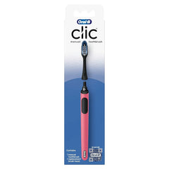 Oral-B Clic Manual Toothbrush with Soft Replaceable Brush Head, Coral