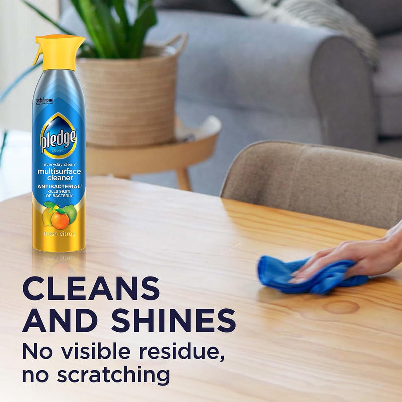 Pledge Antibacterial Multisurface Cleaner Spray, Fresh Citrus, 9.7 oz