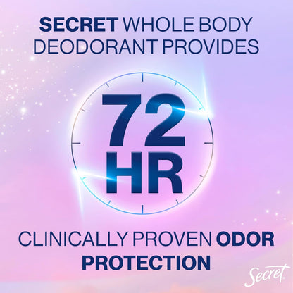 Secret Whole Body Sensitive Deodorant Invisible Cream, Clean Scent, 0.8oz, Travel Size, 6-Pack -