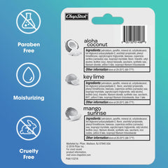 ChapStick Tropical Paradise Collection 3 Count Variety Pack: Aloha Coconut, Key Lime, Mango Sunrise